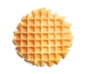 Photo of Delicious waffle for breakfast on white background