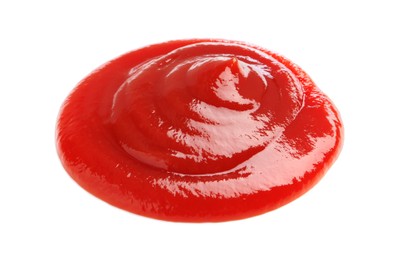 Tasty ketchup isolated on white. Tomato sauce