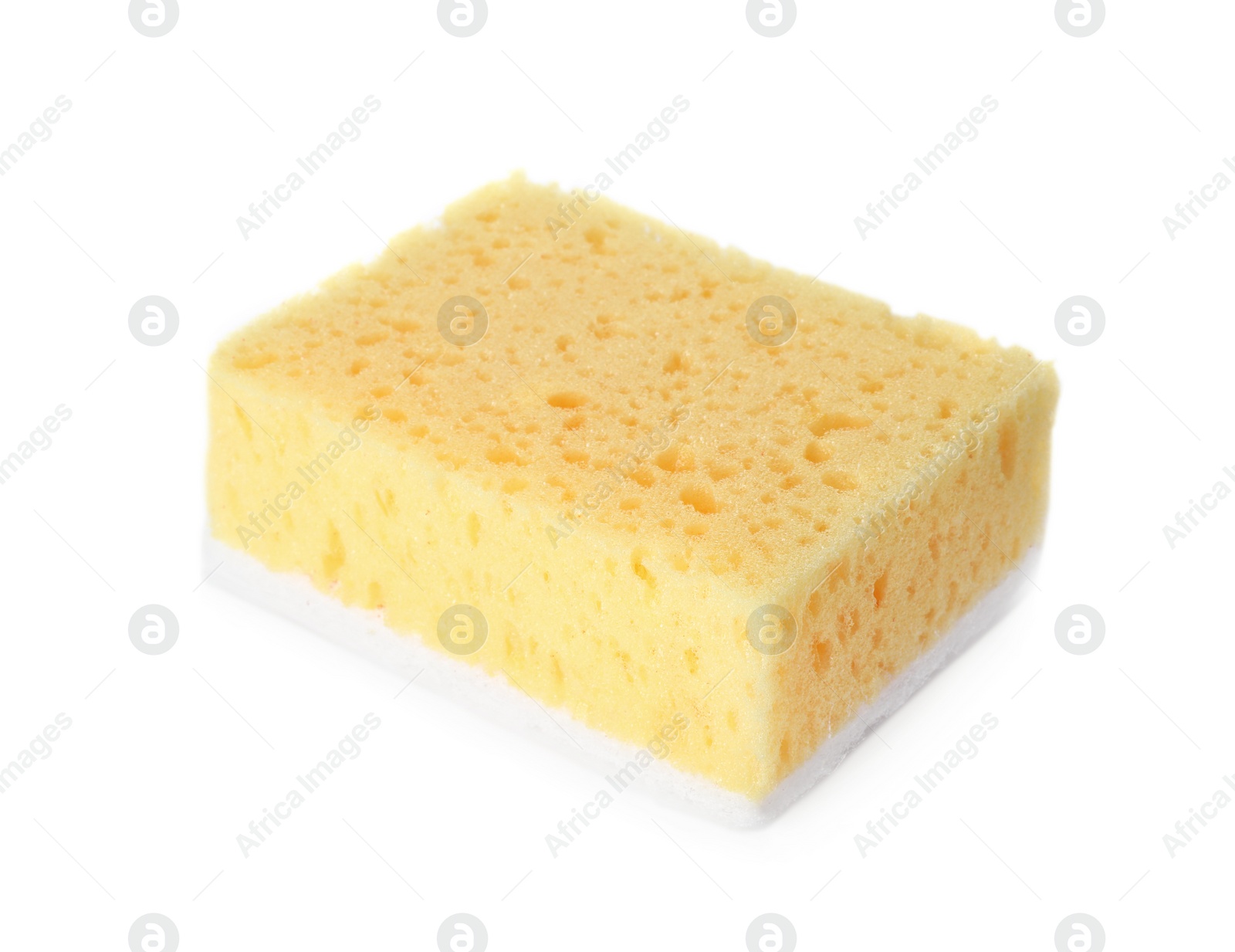 Photo of Cleaning sponge for dish washing on white background