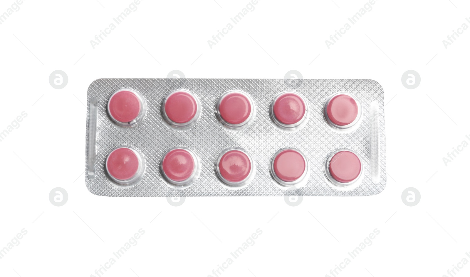 Photo of Pills in blister pack on white background