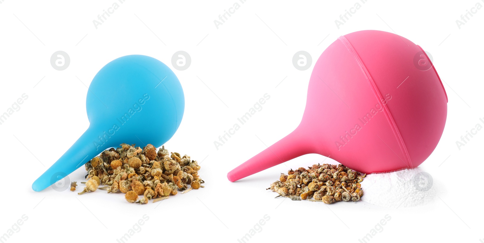 Image of Different enemas on white background, banner design