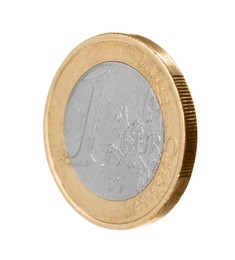 Photo of Shiny one euro coin isolated on white
