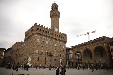 Florence, Italy - February 8, 2024: Palazzo Vecchio outdoors