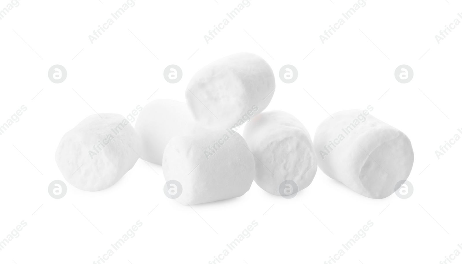 Photo of Pile of sweet puffy marshmallows isolated on white