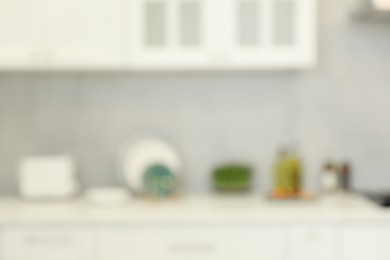 Blurred view of modern kitchen. Interior design