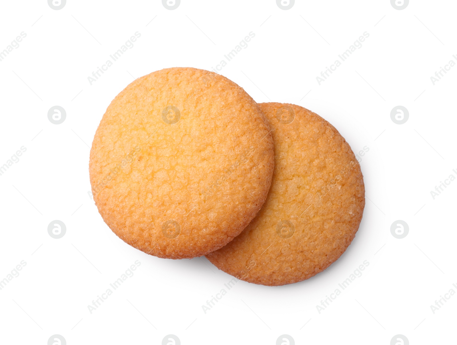 Photo of Tasty Danish butter cookies isolated on white, top view