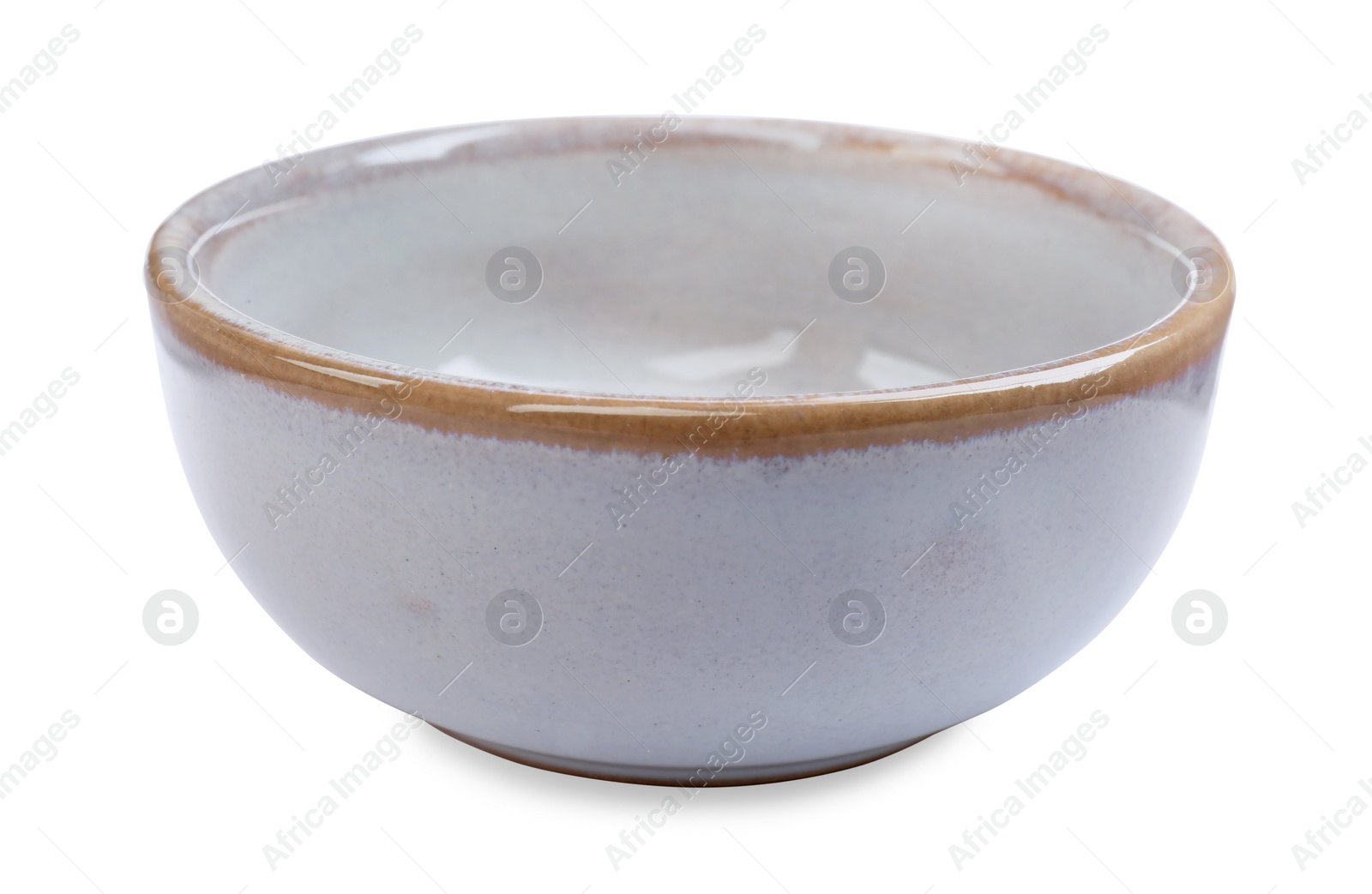 Photo of One new ceramic bowl on white background