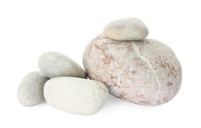 Photo of Group of different stones isolated on white