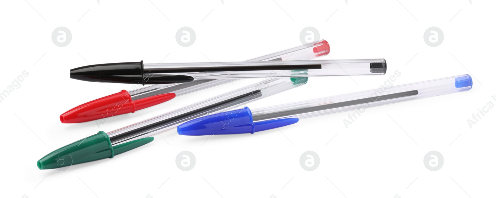 Photo of New color plastic pens isolated on white