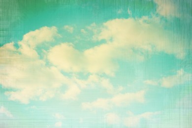 View of beautiful sky with clouds. Retro style filter 