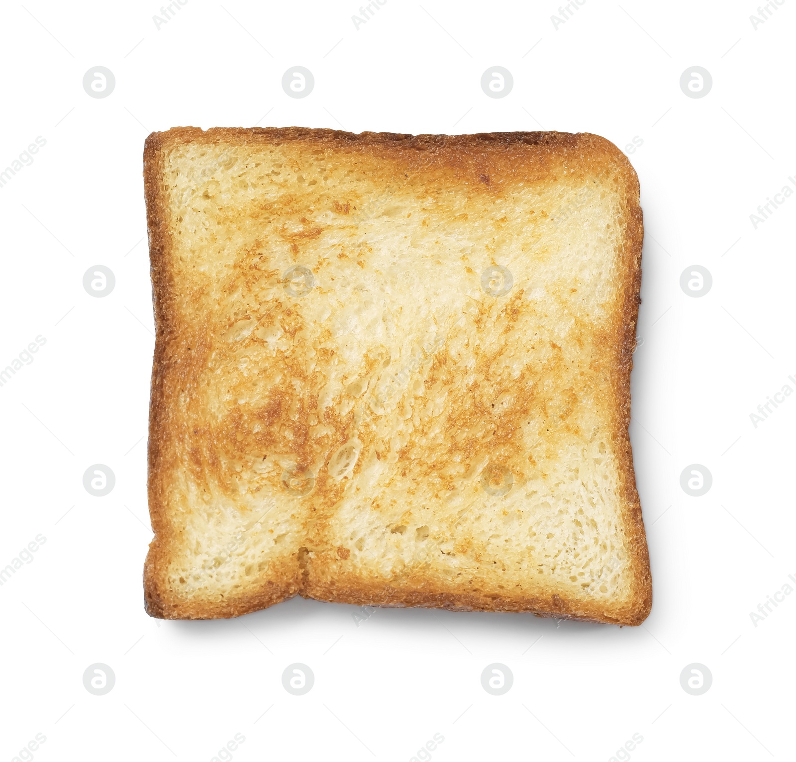 Photo of One piece of fresh toast bread isolated on white, top view