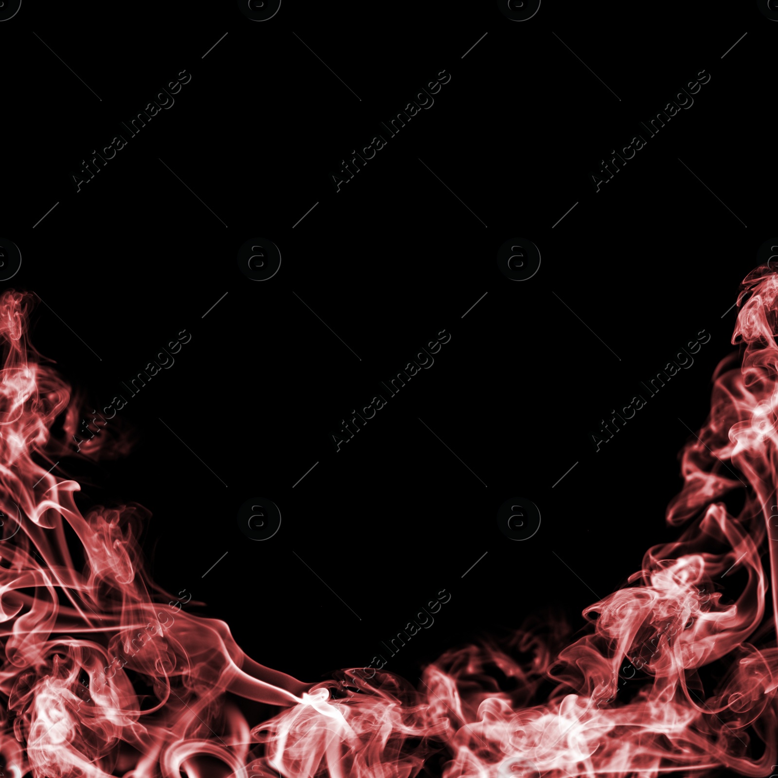 Image of Frame of smoke on black background, space for text