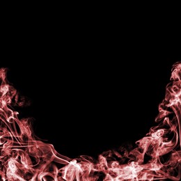 Image of Frame of smoke on black background, space for text