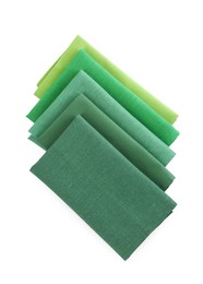 Photo of Many fabric napkins for table setting on white background, top view