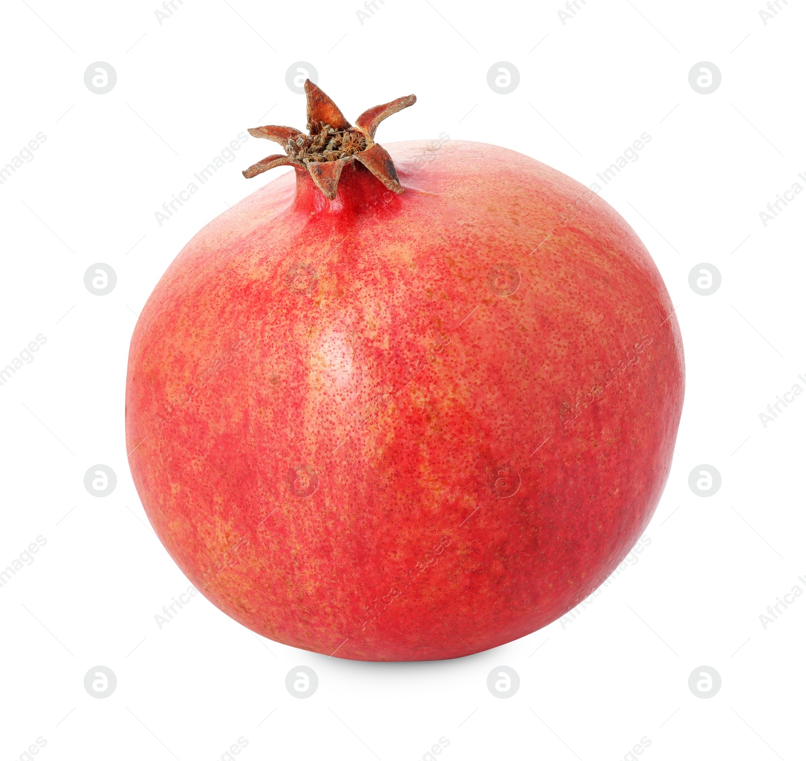 Photo of One fresh ripe pomegranate isolated on white