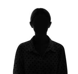 Photo of Silhouette of anonymous woman on white background