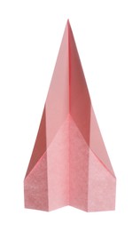 Handmade light pink paper plane isolated on white