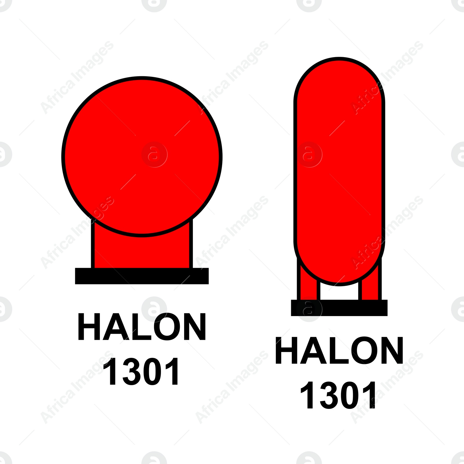 Image of International Maritime Organization (IMO) sign, illustration. Halon 1301 bottles in protected area