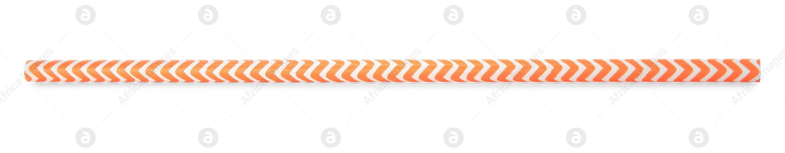 Photo of One striped paper straw for drinking isolated on white