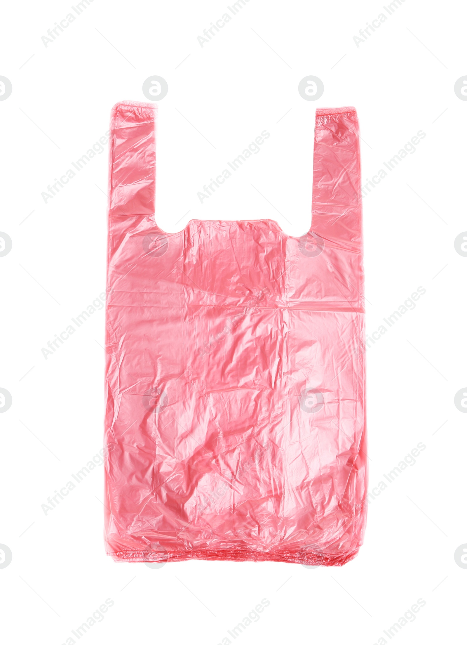 Photo of Stack of plastic bags isolated on white, top view