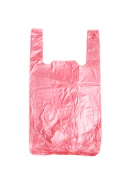 Stack of plastic bags isolated on white, top view