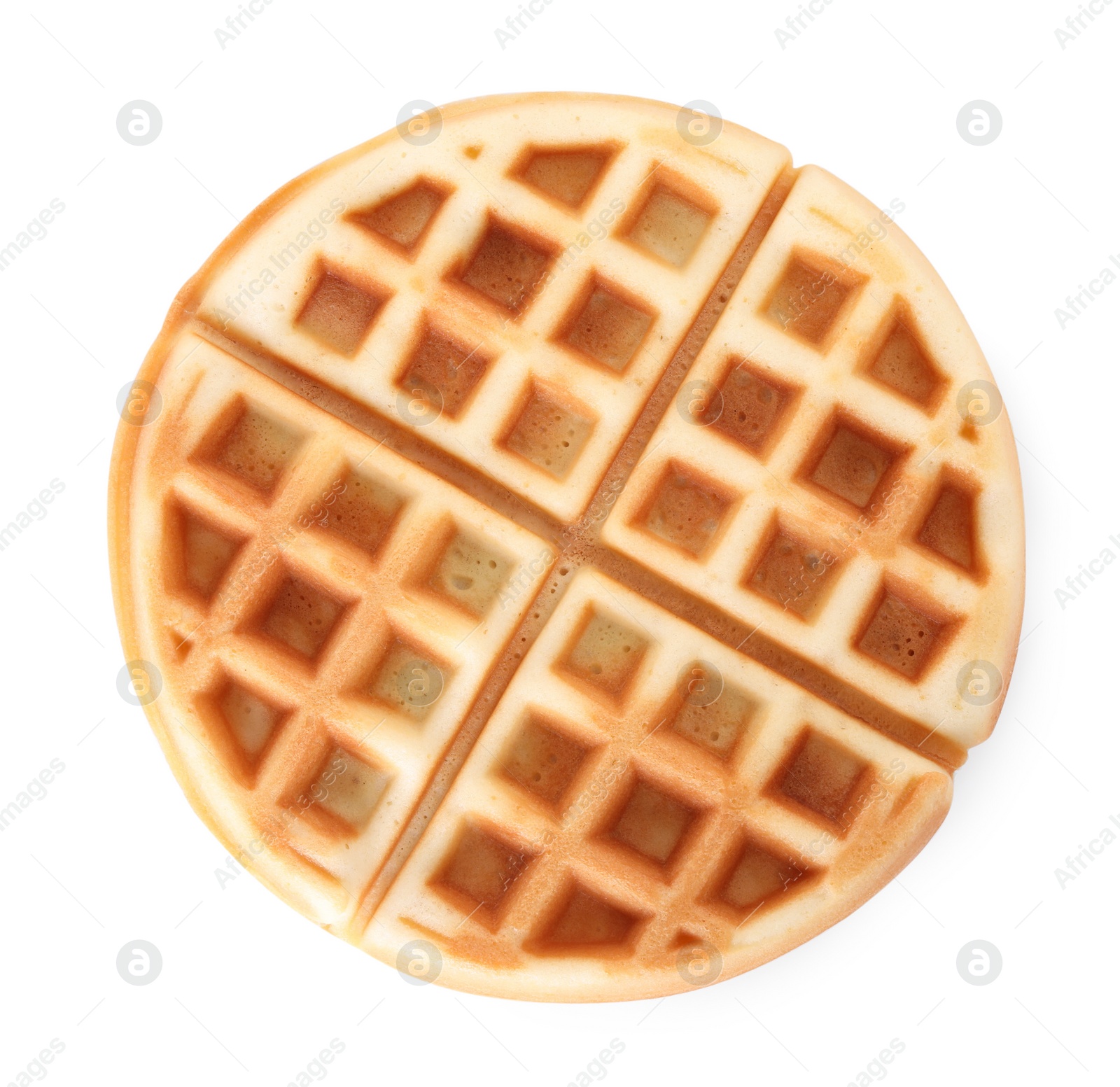 Photo of One tasty Belgian waffle isolated on white