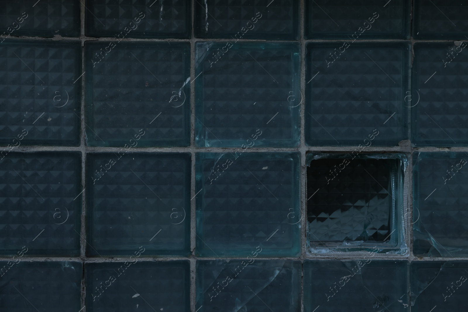 Photo of Texture of dirty glass tiles as background, closeup. Space for text