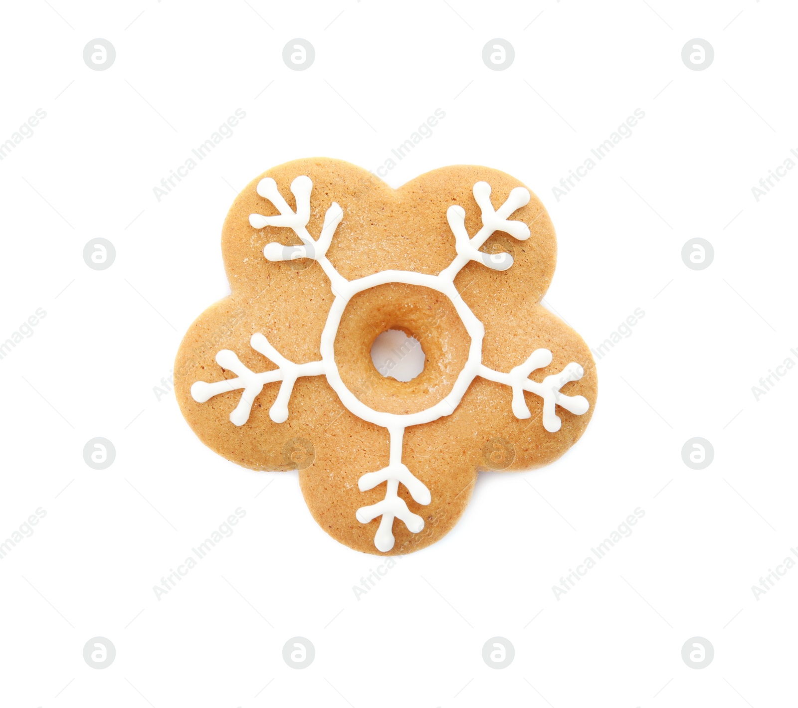 Photo of Tasty homemade Christmas cookie on white background