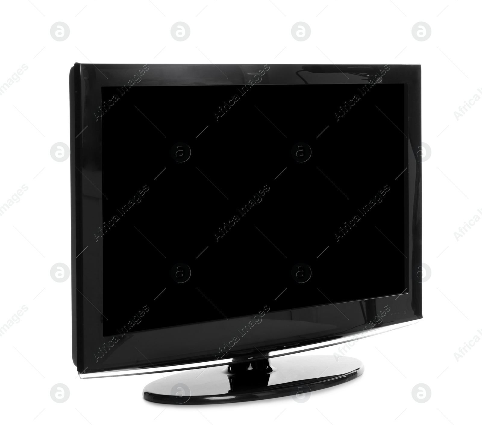 Photo of Modern plasma TV on white background. Space for design