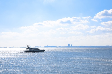 Photo of Beautiful sea with motorboat on sunny day