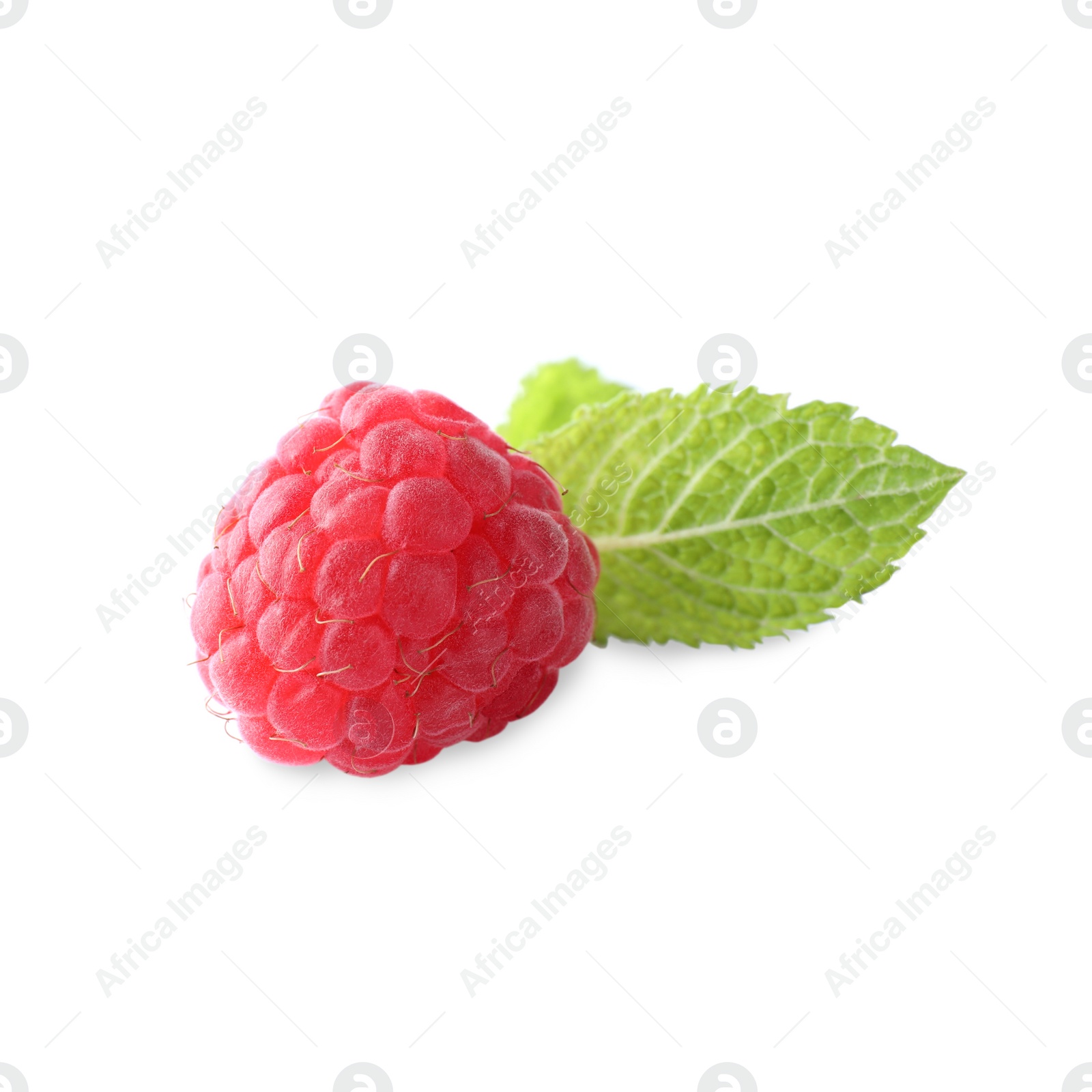 Photo of Delicious sweet ripe raspberry isolated on white