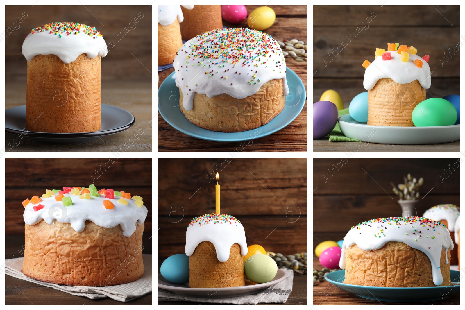 Image of Collage with photos of traditional Easter cakes