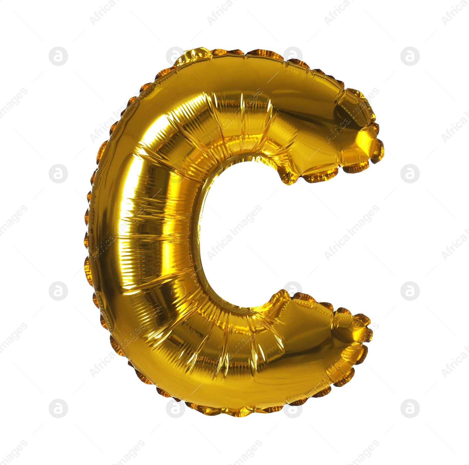 Photo of Golden letter C balloon on white background
