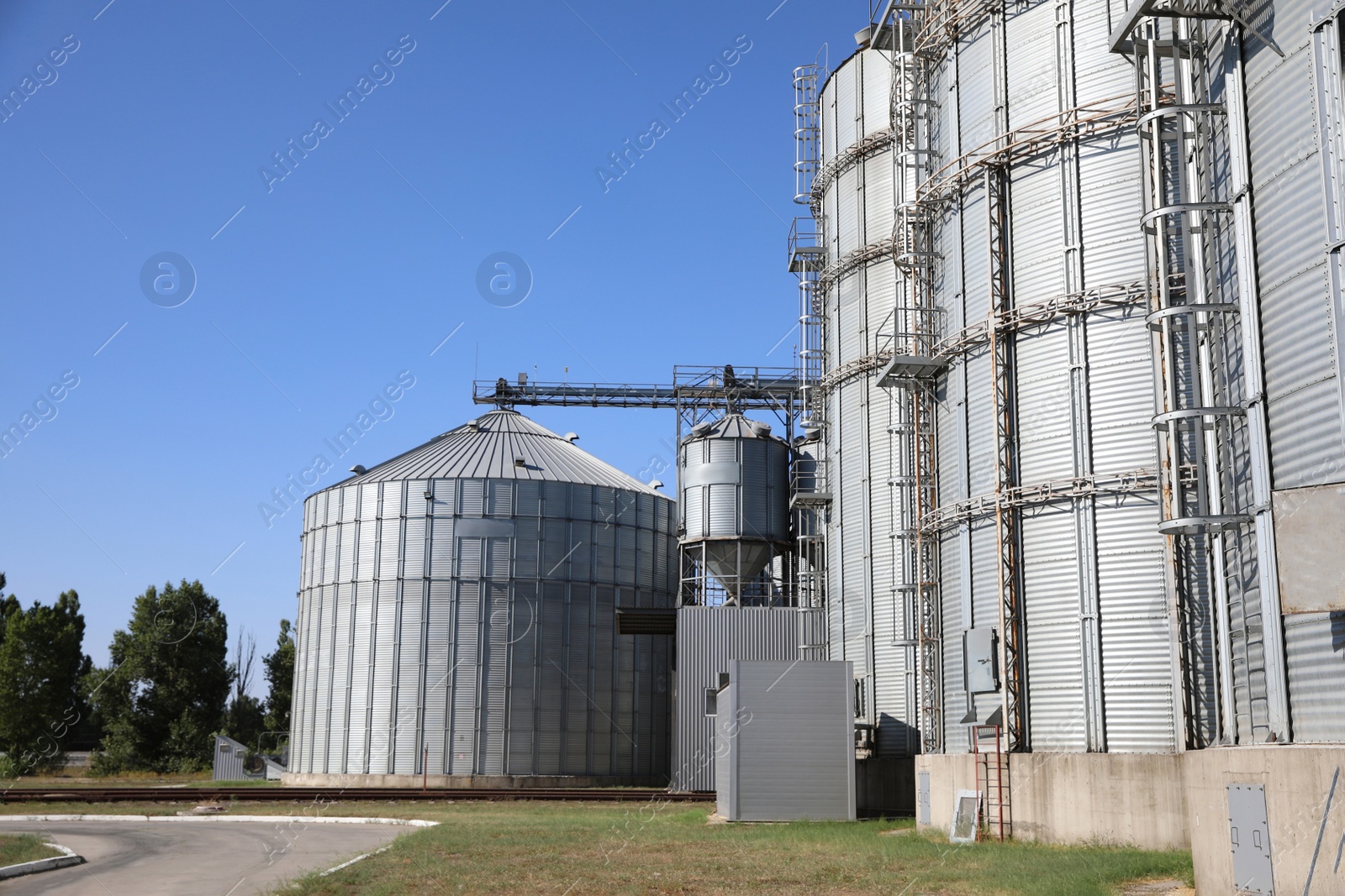 Photo of View of modern granaries for storing cereal grains outdoors