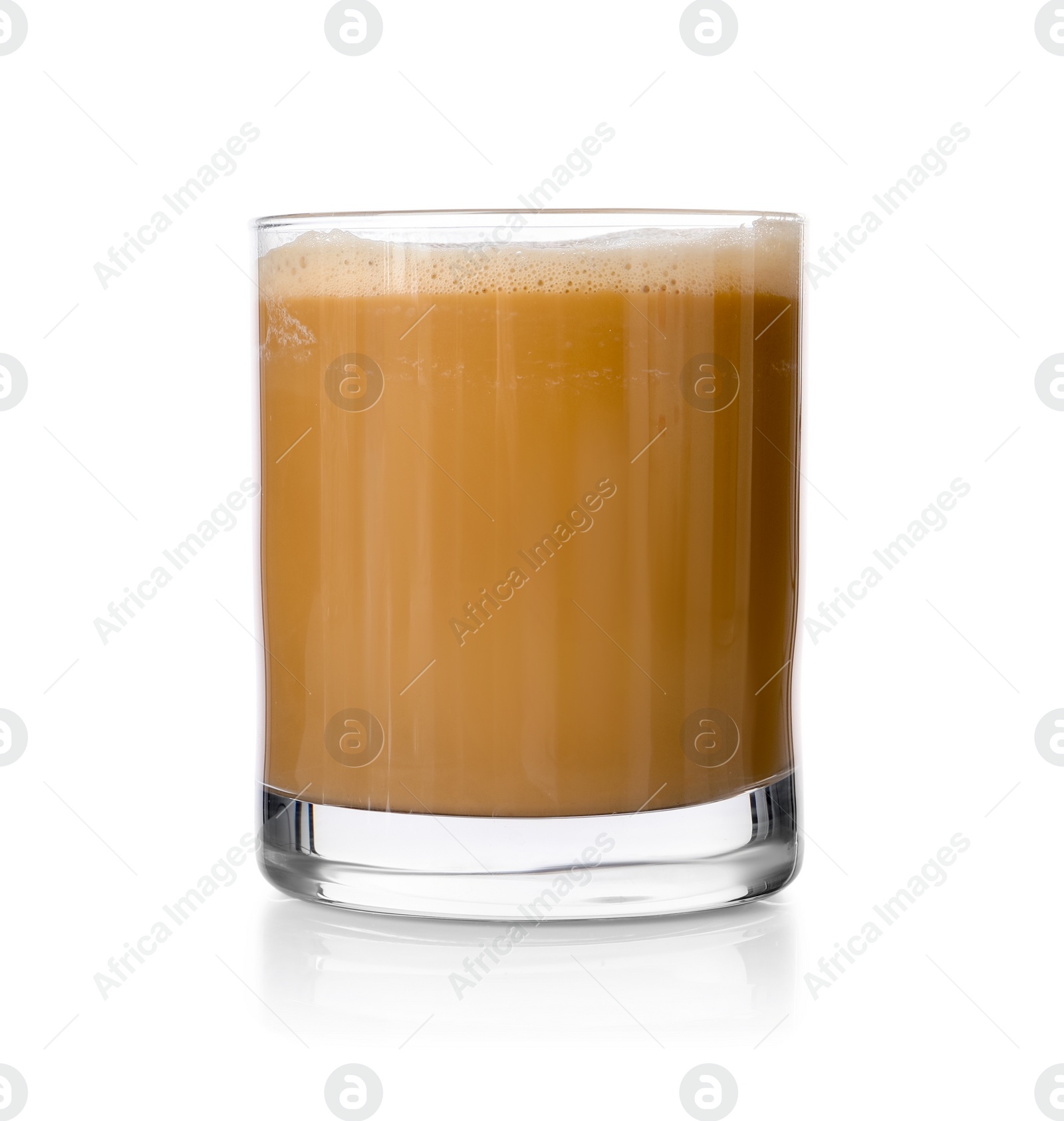 Photo of Tasty coffee in glass isolated on white