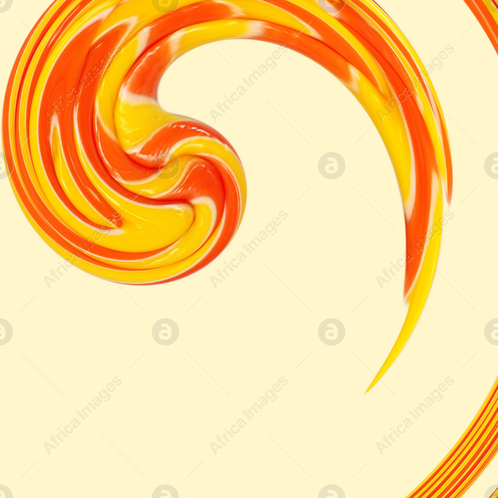 Image of Twisted hard candy on beige background, spiral effect