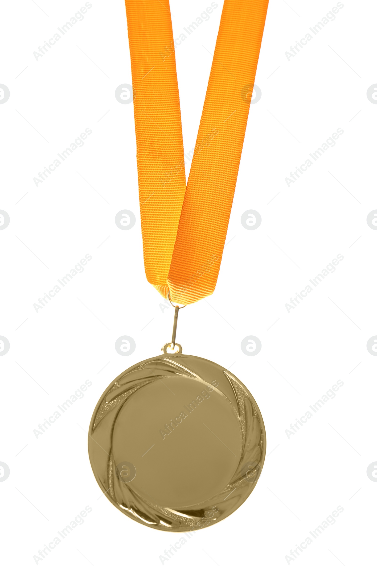 Photo of Gold medal isolated on white. Space for design