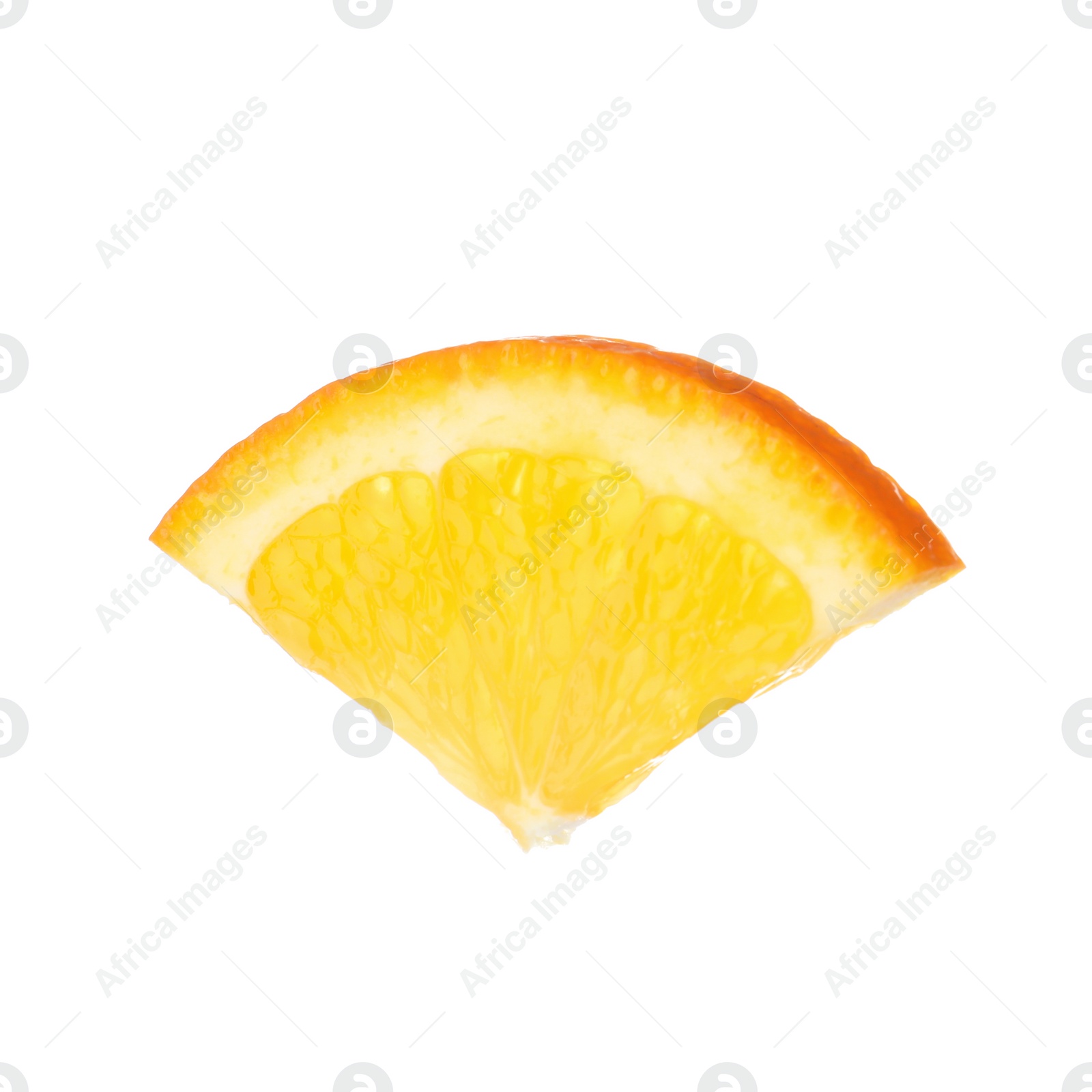 Photo of Slice of ripe orange isolated on white