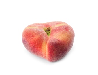 Fresh ripe donut peach isolated on white