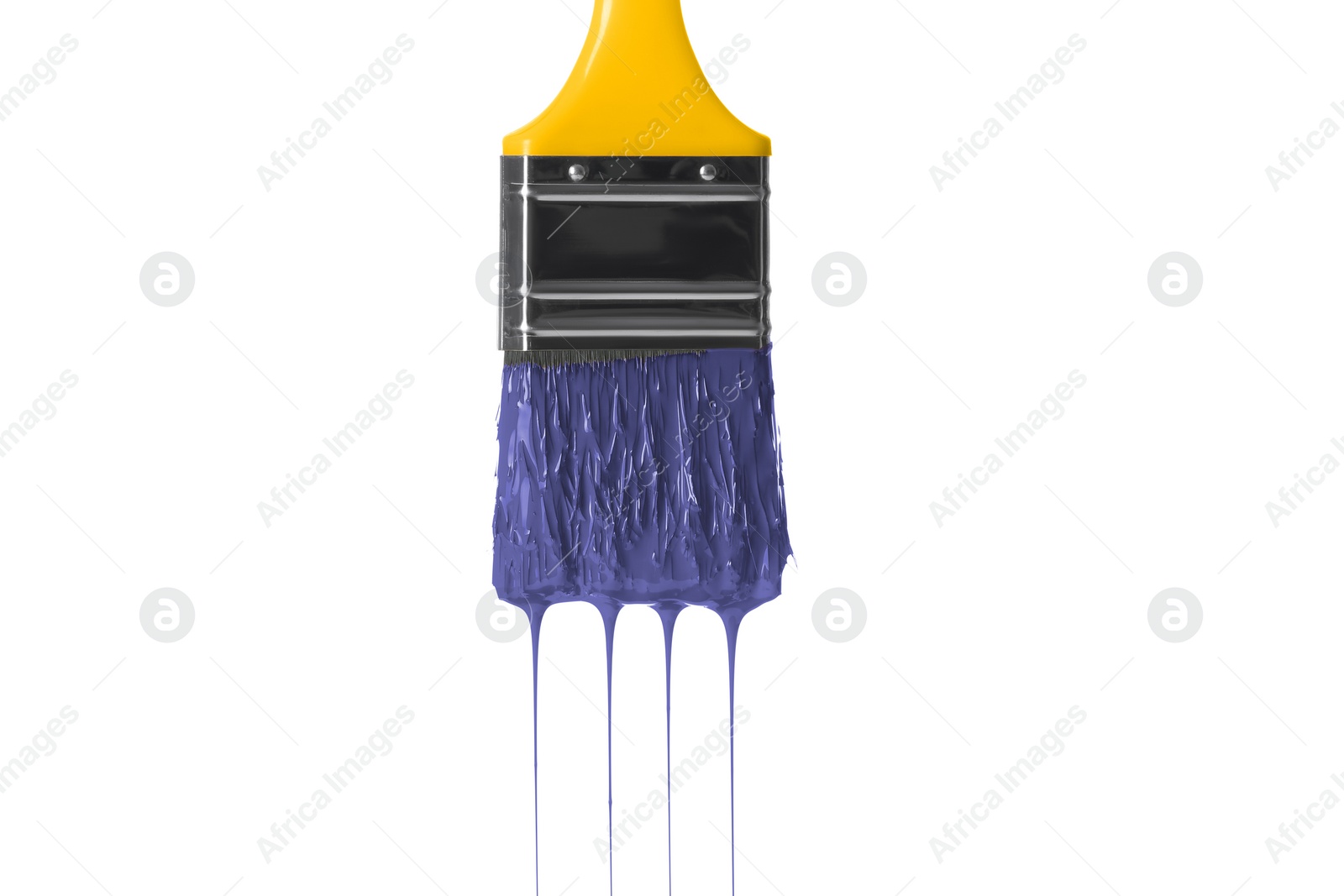 Image of Brush with violet paint isolated on white