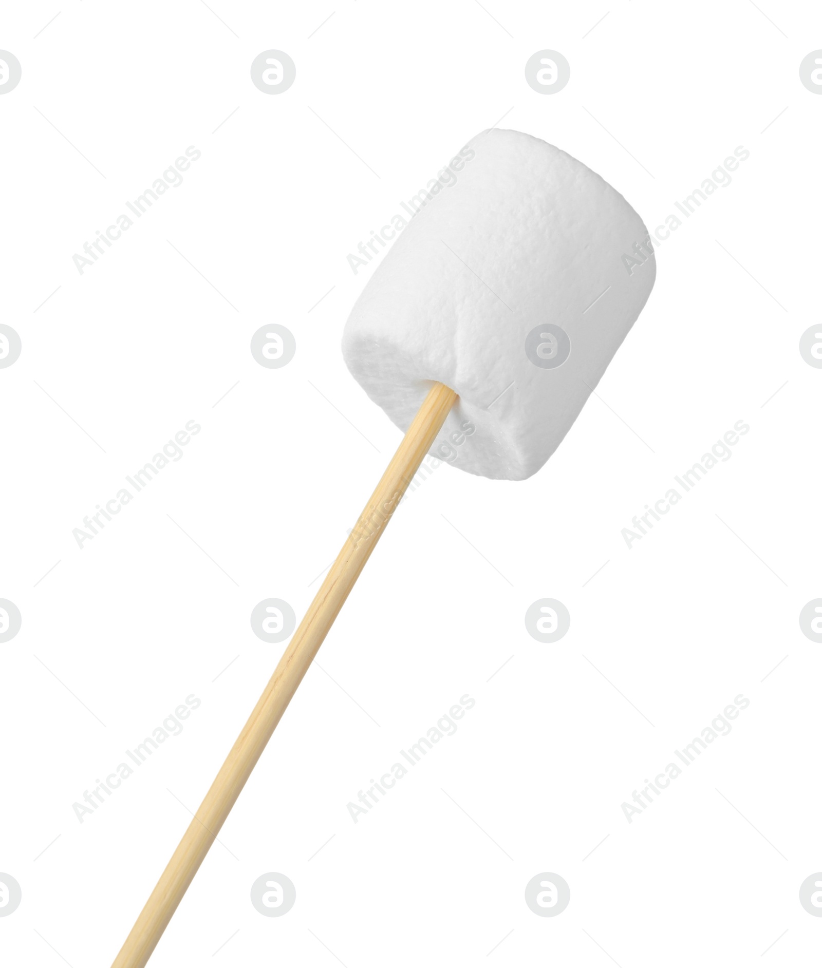 Photo of Stick with delicious puffy marshmallow isolated on white