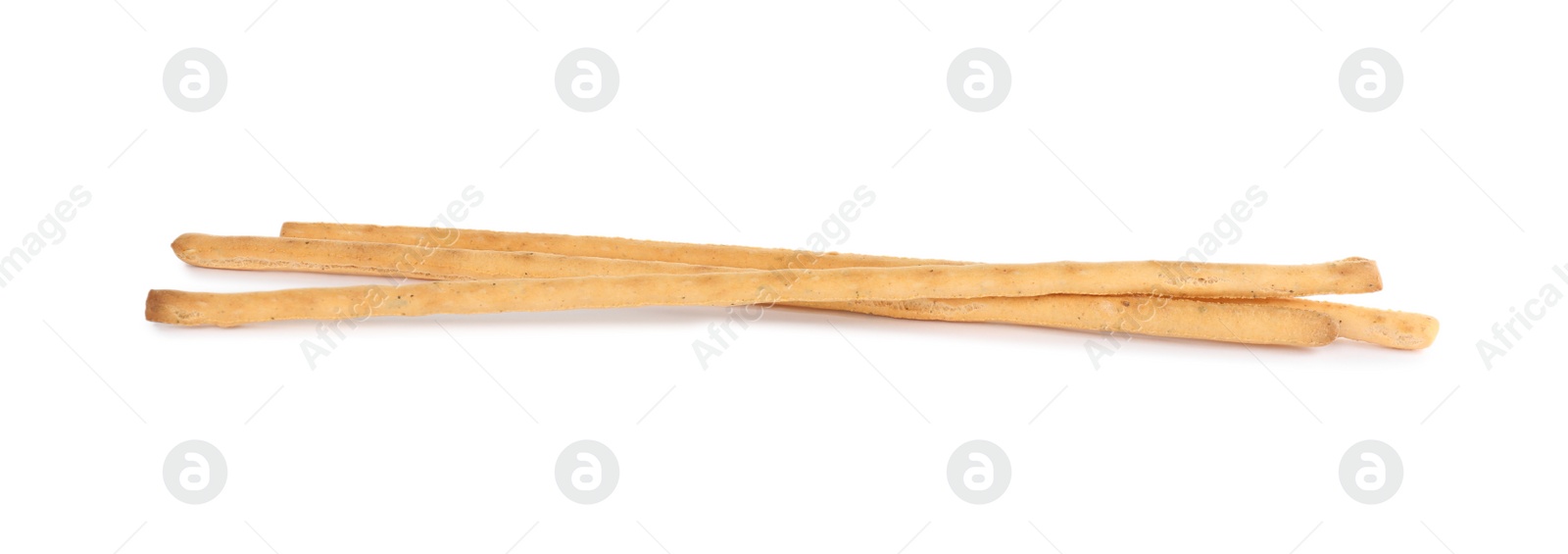 Photo of Fresh delicious grissini sticks on white background