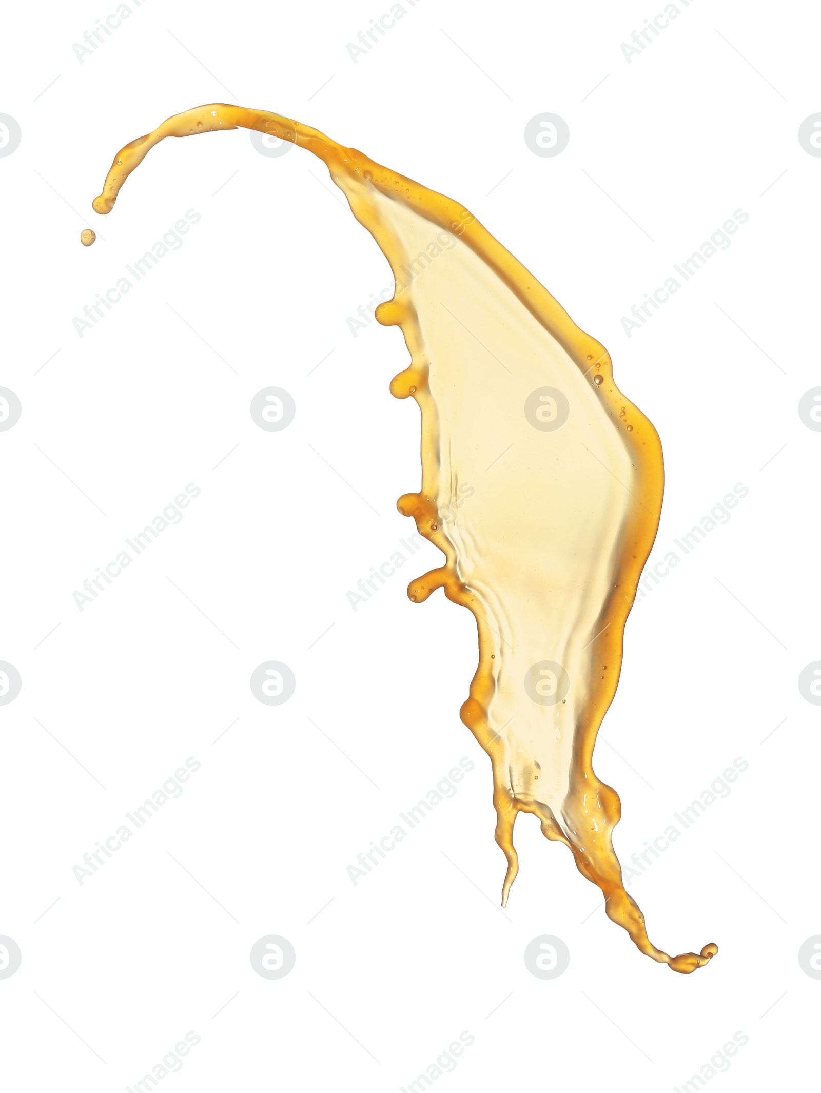 Photo of Splash of tasty fresh juice isolated on white