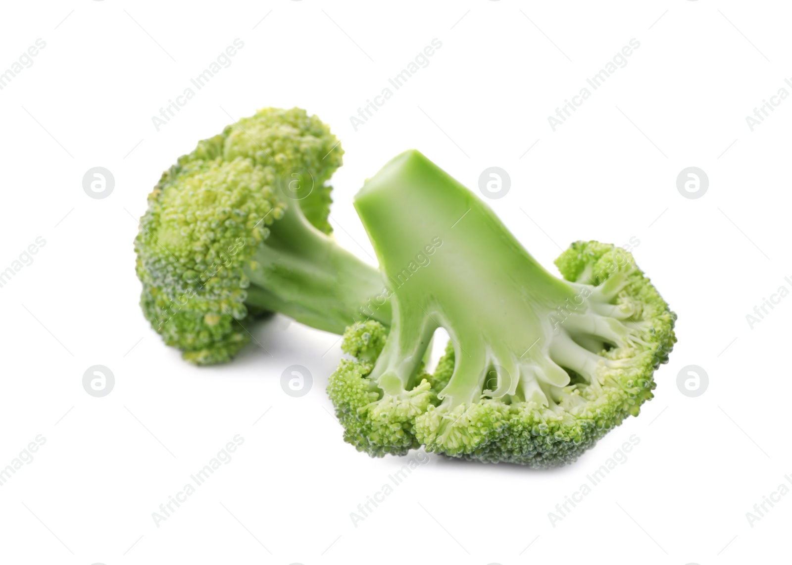 Fresh green broccoli on white background. Organic food Photo of Fresh green broccoli on white background. Organic food