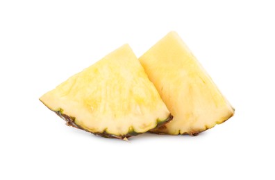 Slices of tasty ripe pineapple isolated on white