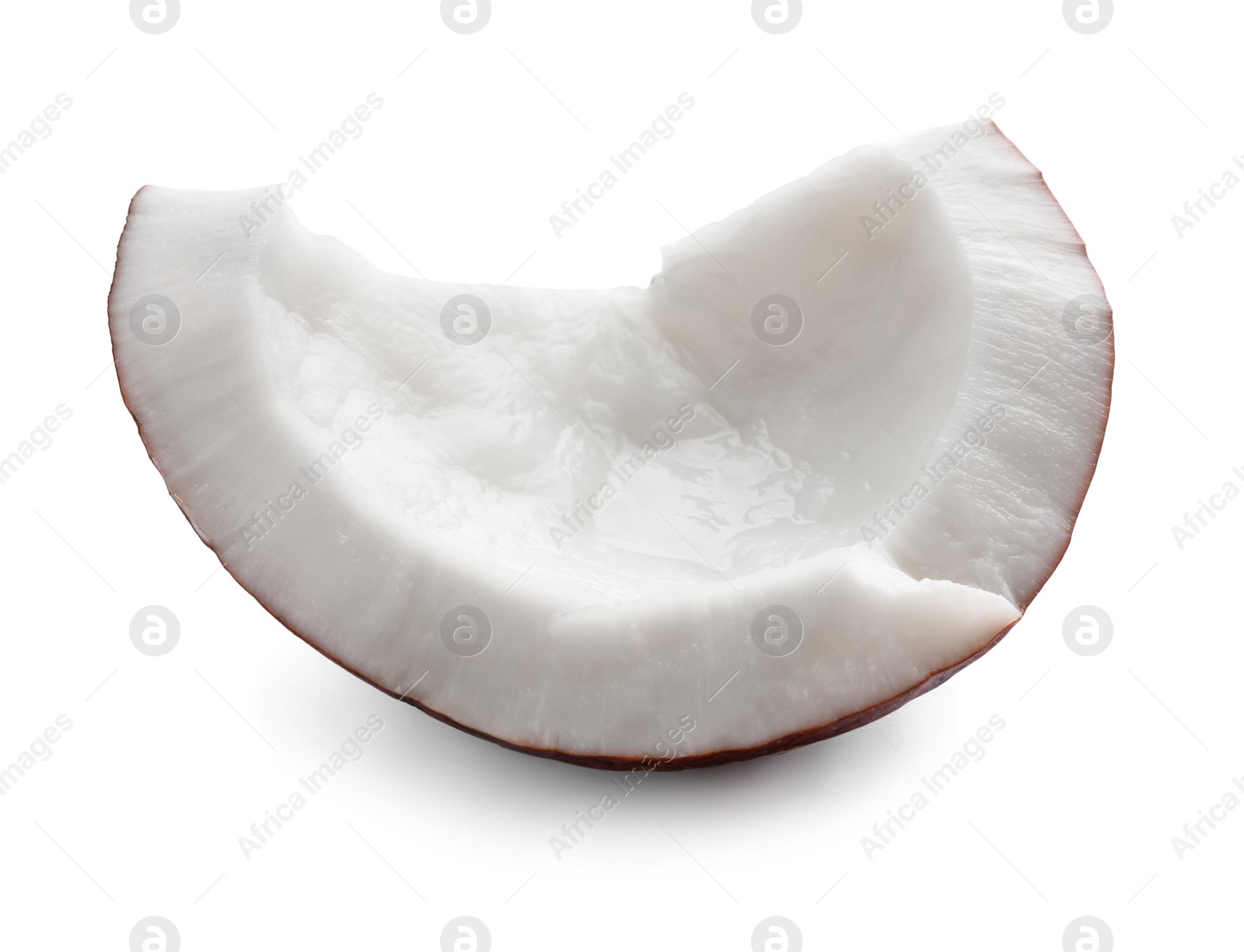 Photo of Piece of fresh ripe coconut isolated on white