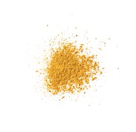 Photo of Dry curry powder isolated on white, top view