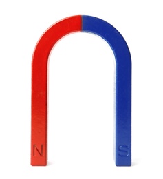 Red and blue horseshoe magnet isolated on white