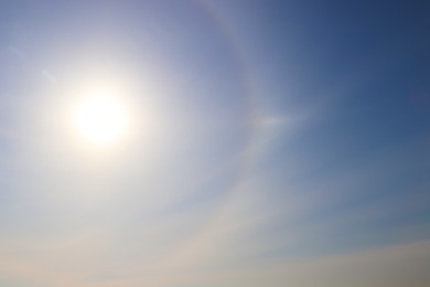 Photo of Beautiful view of sun halo in blue sky outdoors