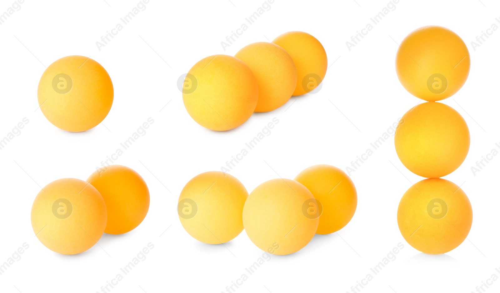 Image of Set with ping pong balls on white background. Banner design 